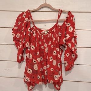 Billabong Sunset Floral Cold Shoulder Top Size M